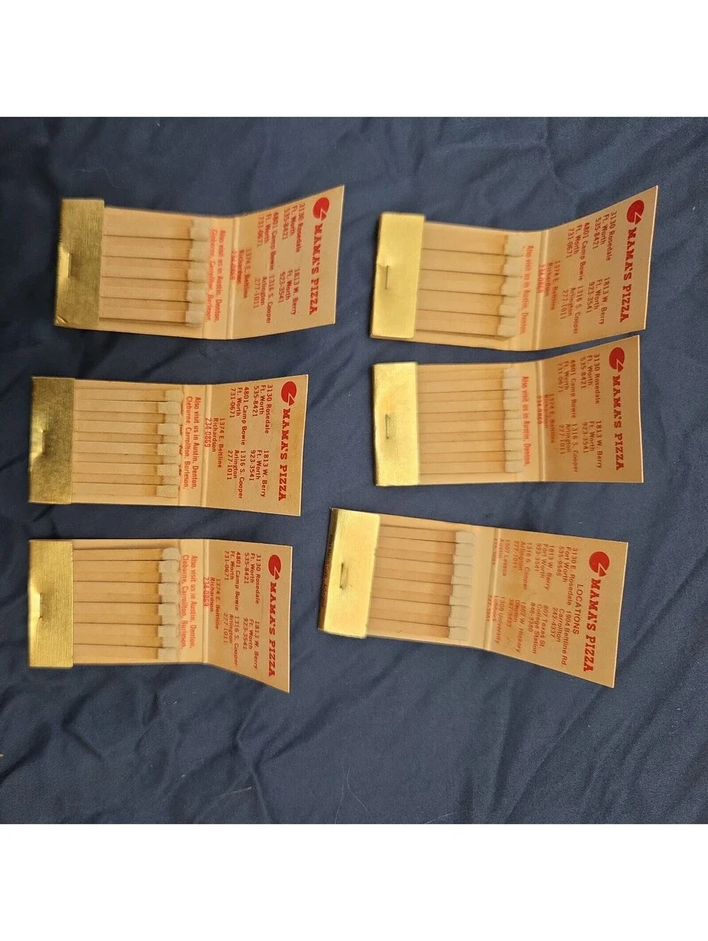 Vintage Mama’s Pizza Full/Unstruck Foil Matchbook Texas Locations. Atlas Match